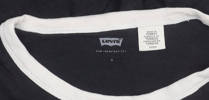 Womens UK Size S Levi's Black Ringer T-Shirt