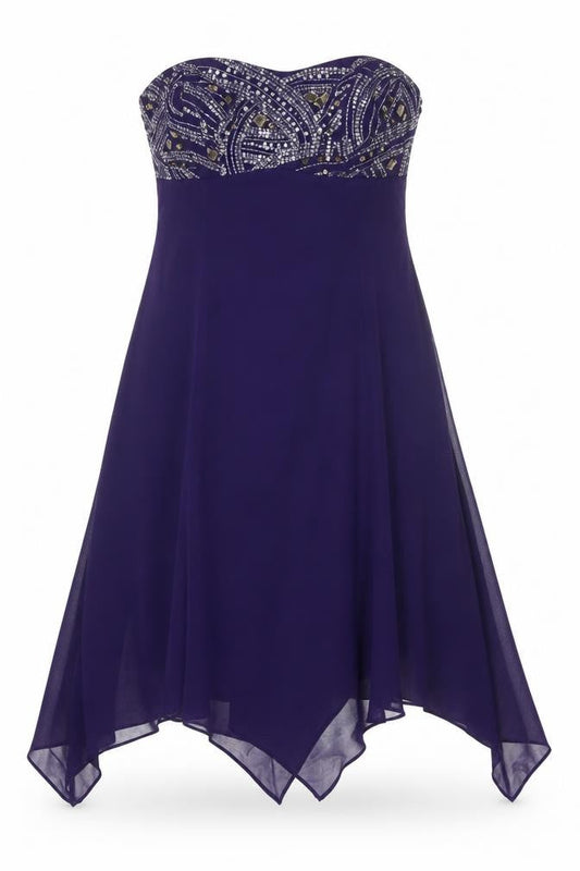 Debut Women’s Purple Strapless Hi-Low Sequin Formal Dress Size 12