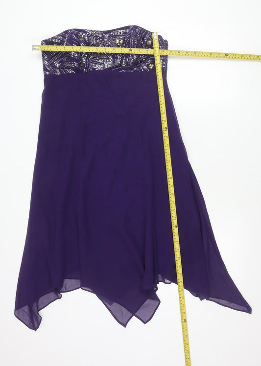 Début Women’s Purple Strapless Hi-Low Sequin Formal Dress Size 12