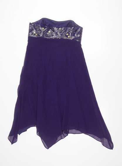 Début Women’s Purple Strapless Hi-Low Sequin Formal Dress Size 12