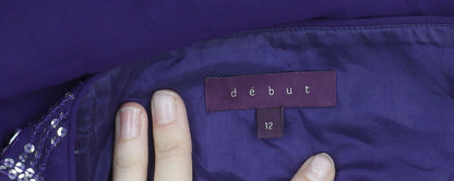 Début Women’s Purple Strapless Hi-Low Sequin Formal Dress Size 12