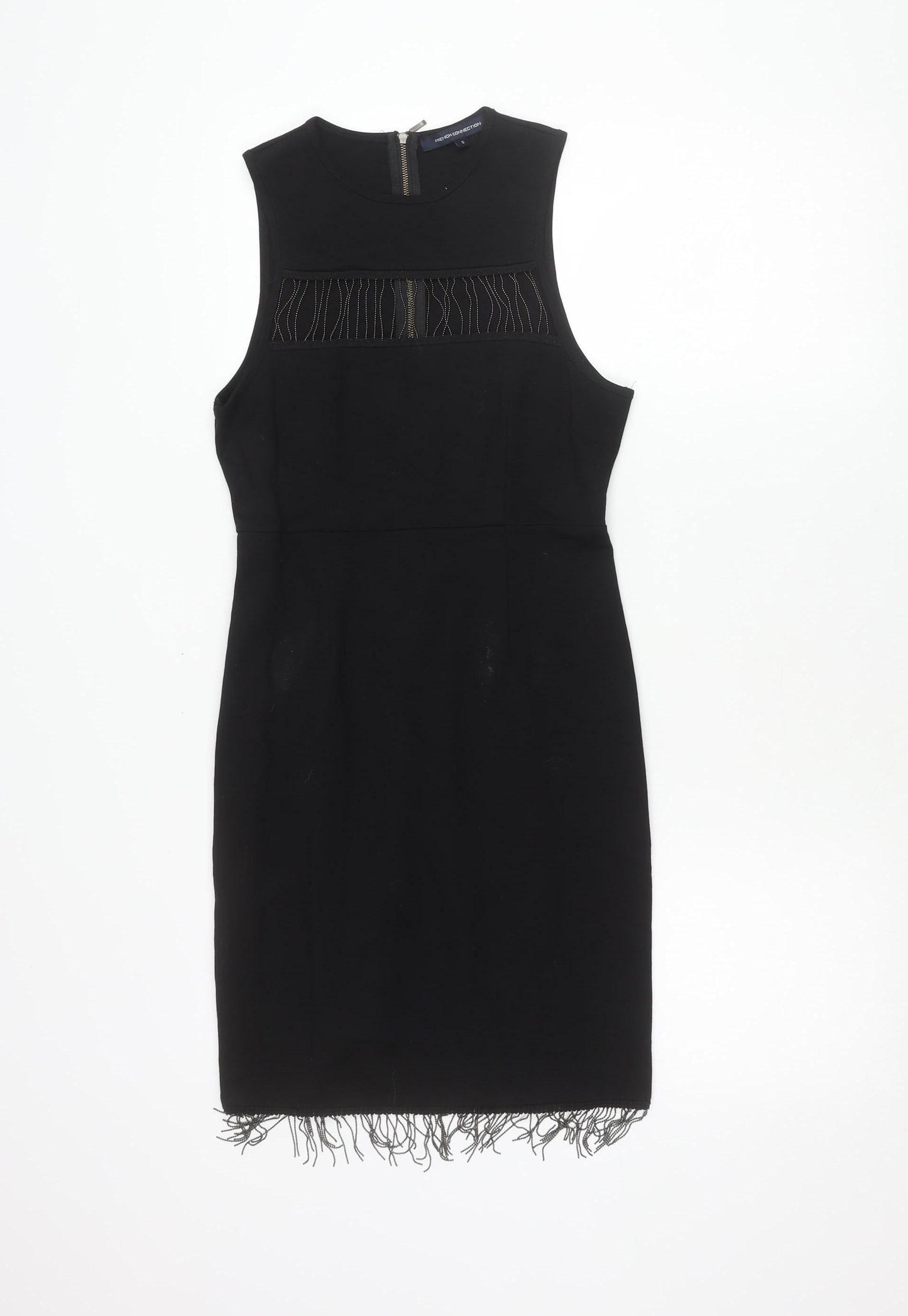 French Connection Women’s Black Sleeveless Sheath Dress S Knee Length