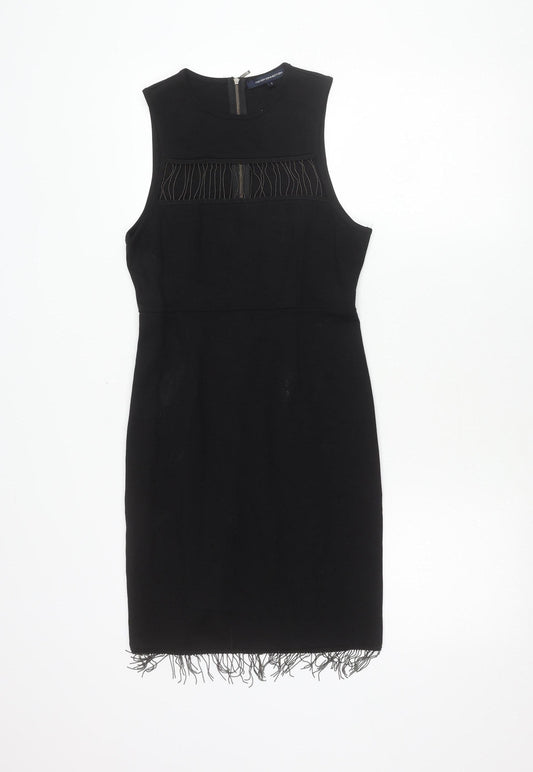 French Connection Women’s Black Sleeveless Sheath Dress S Knee Length