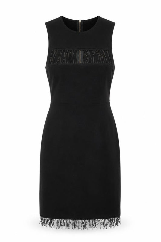 Front view of French Connection Women’s Black Sleeveless Sheath Dress S Knee Length