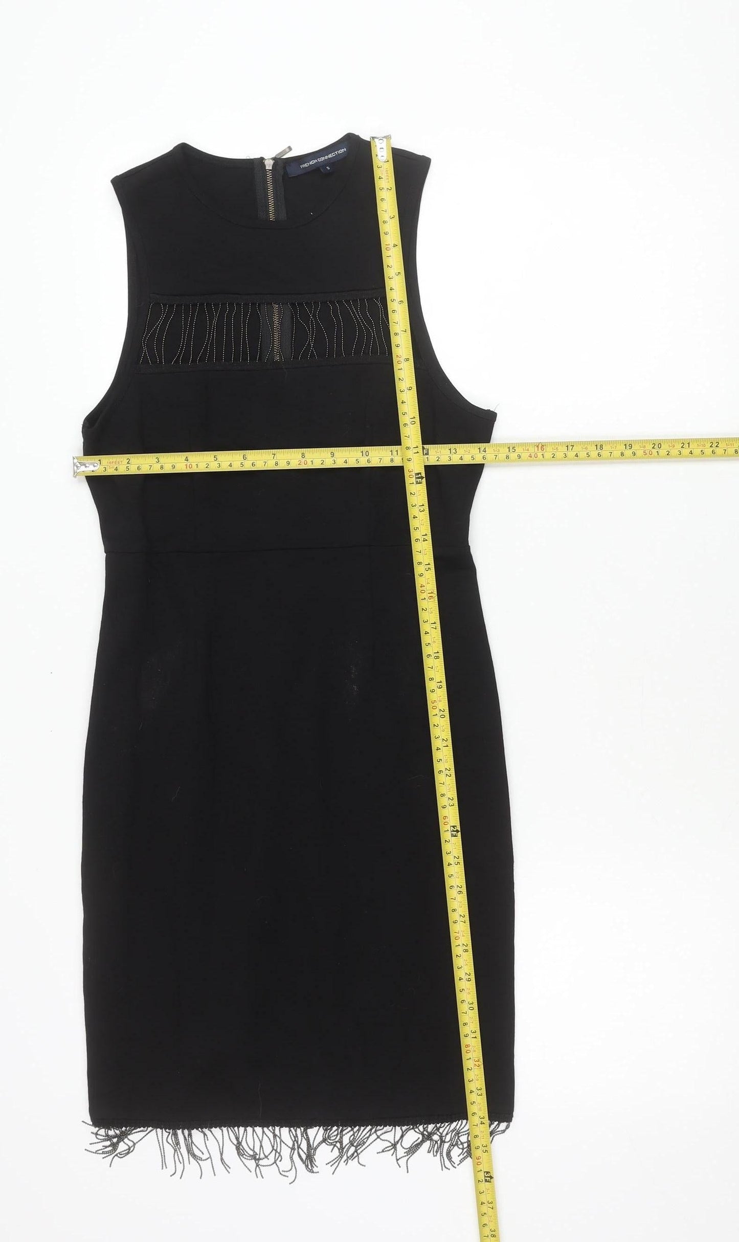 French Connection Women’s Black Sleeveless Sheath Dress S Knee Length