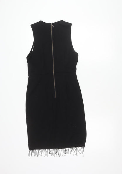 French Connection Women’s Black Sleeveless Sheath Dress S Knee Length