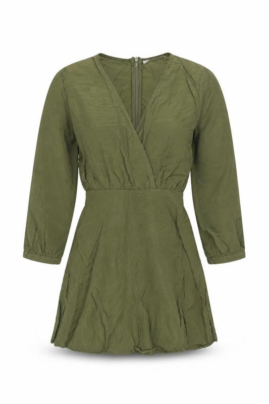 MNG Women’s Green Wrap Blouse Size 10 Long Sleeve Viscose
