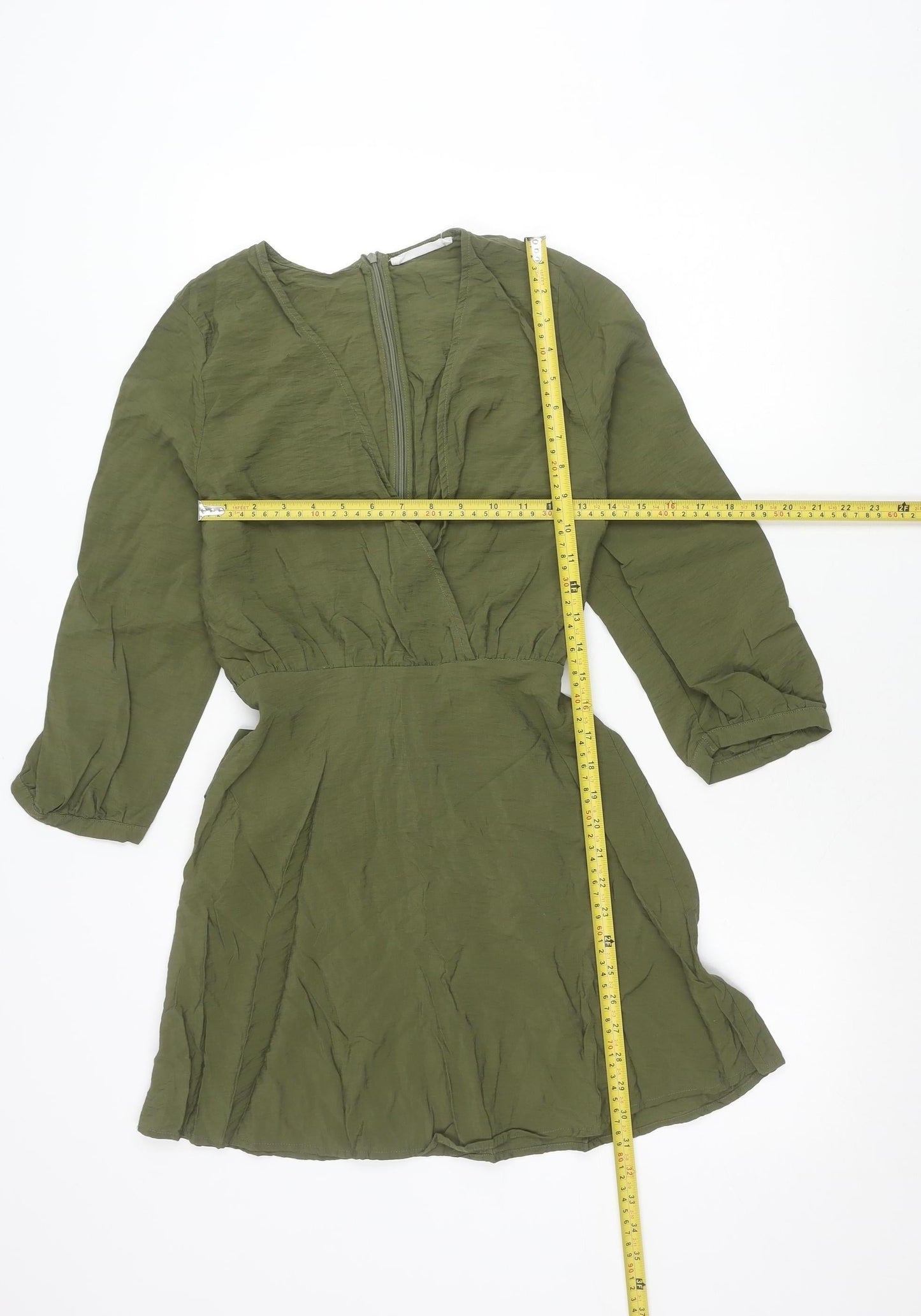 MNG Women’s Green Wrap Blouse Size 10 Long Sleeve Viscose