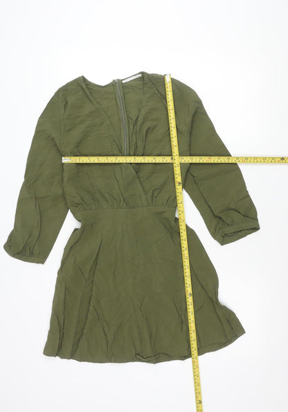 MNG Women’s Green Wrap Blouse Size 10 Long Sleeve Viscose
