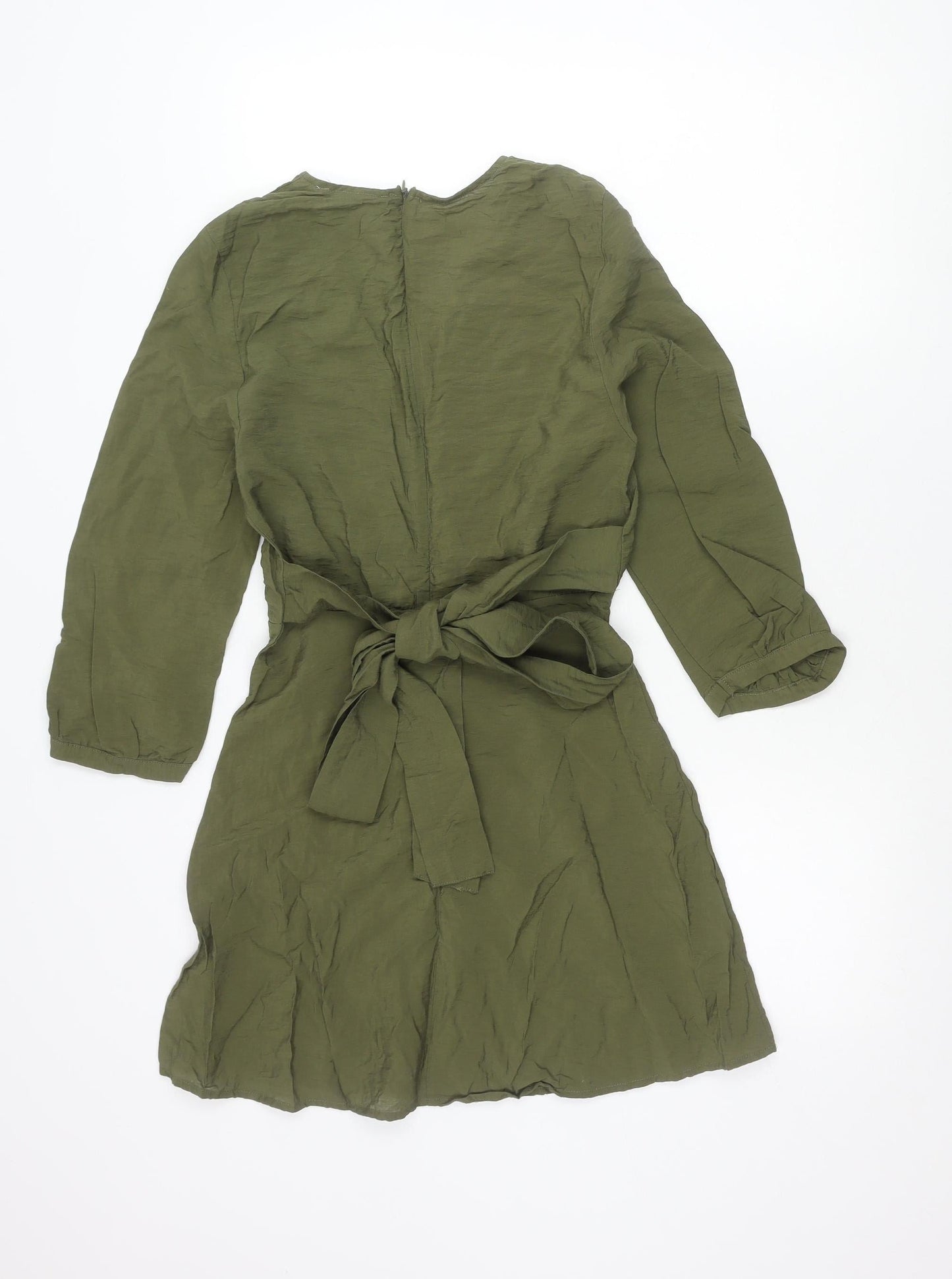 MNG Women’s Green Wrap Blouse Size 10 Long Sleeve Viscose