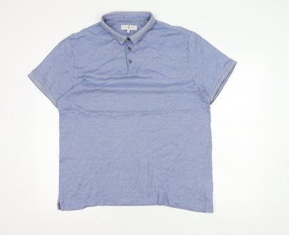 Jasper Conran Men’s Blue Cotton Polo Shirt L Short Sleeve Casual