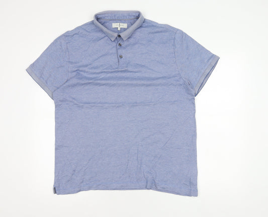Jasper Conran Men’s Blue Cotton Polo Shirt L Short Sleeve Casual