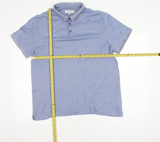 Jasper Conran Men’s Blue Cotton Polo Shirt L Short Sleeve Casual