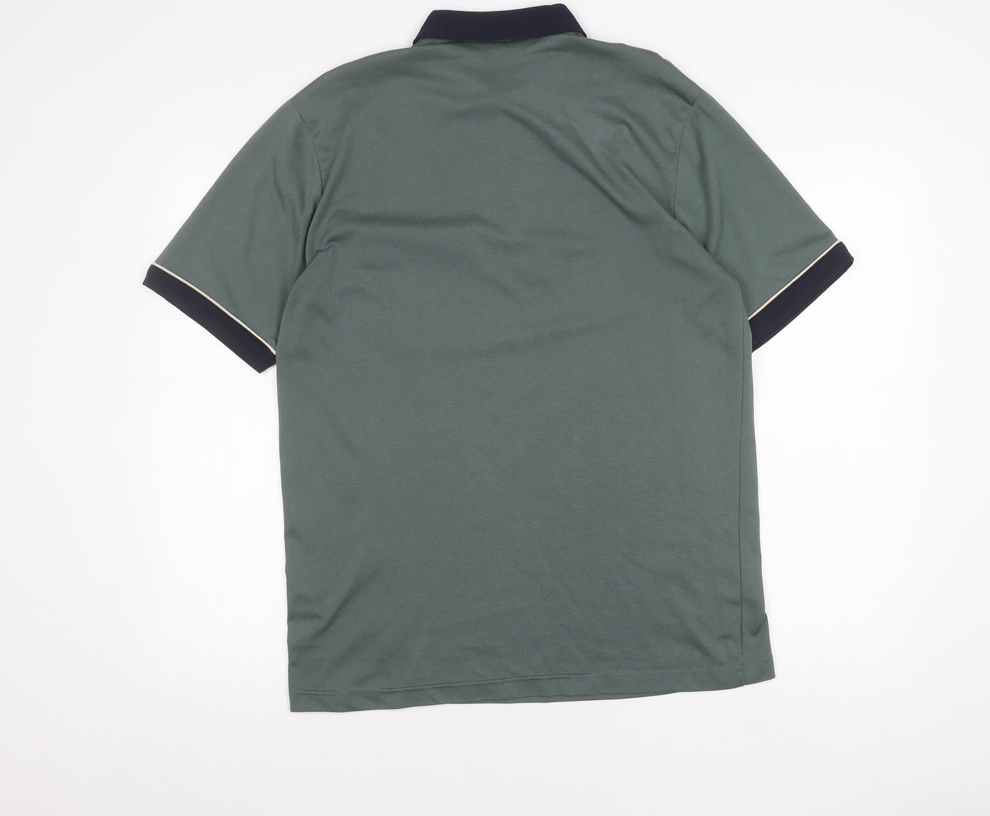 Tom Hagan Men's Green Polo Shirt M Retro Striped Short Sleeve