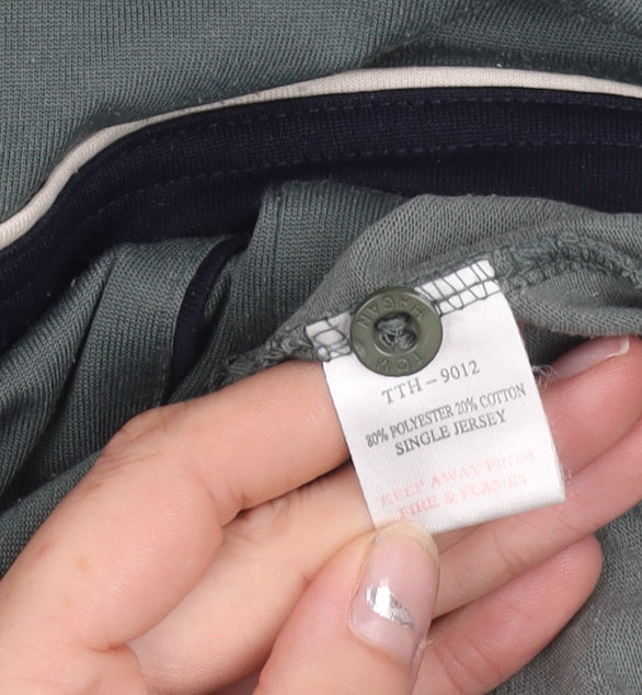 Tom Hagan Men's Green Polo Shirt M Retro Striped Short Sleeve