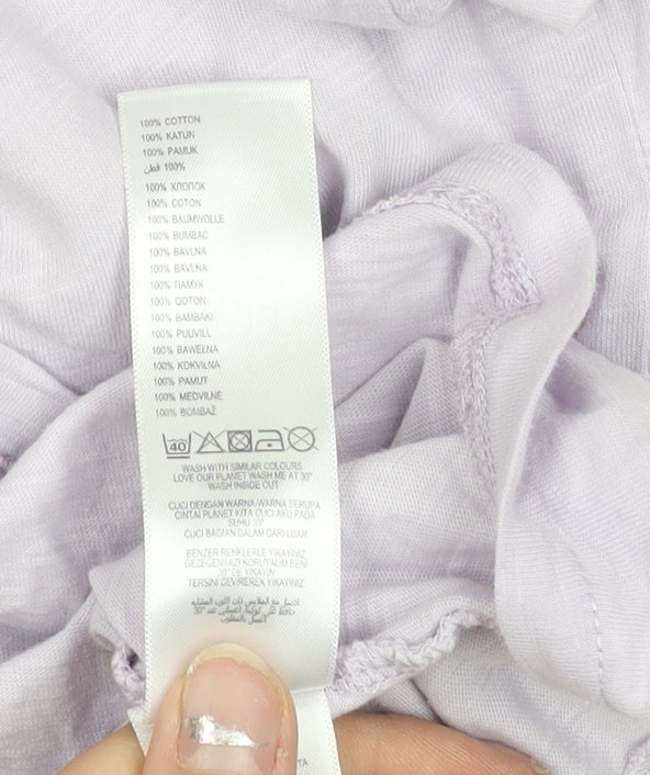John Rocha Womens Purple Cotton Crochet Neck T-Shirt Size 14