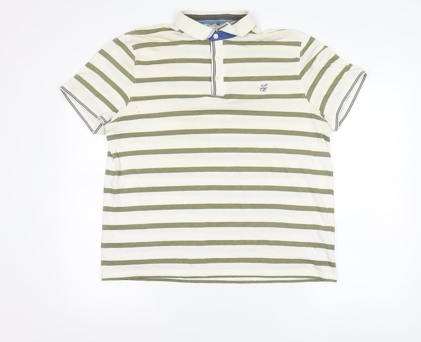 Ted Baker Mens White Striped Polo Shirt Size L Short Sleeve Cotton