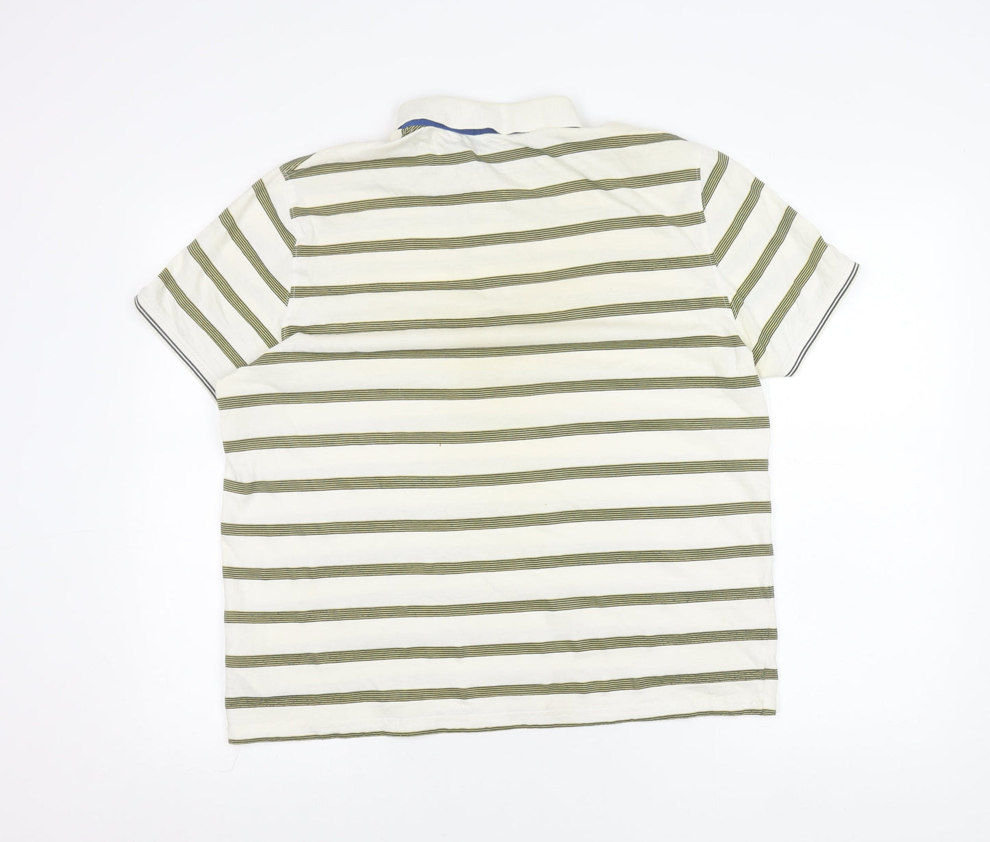 Ted Baker Mens White Striped Polo Shirt Size L Short Sleeve Cotton