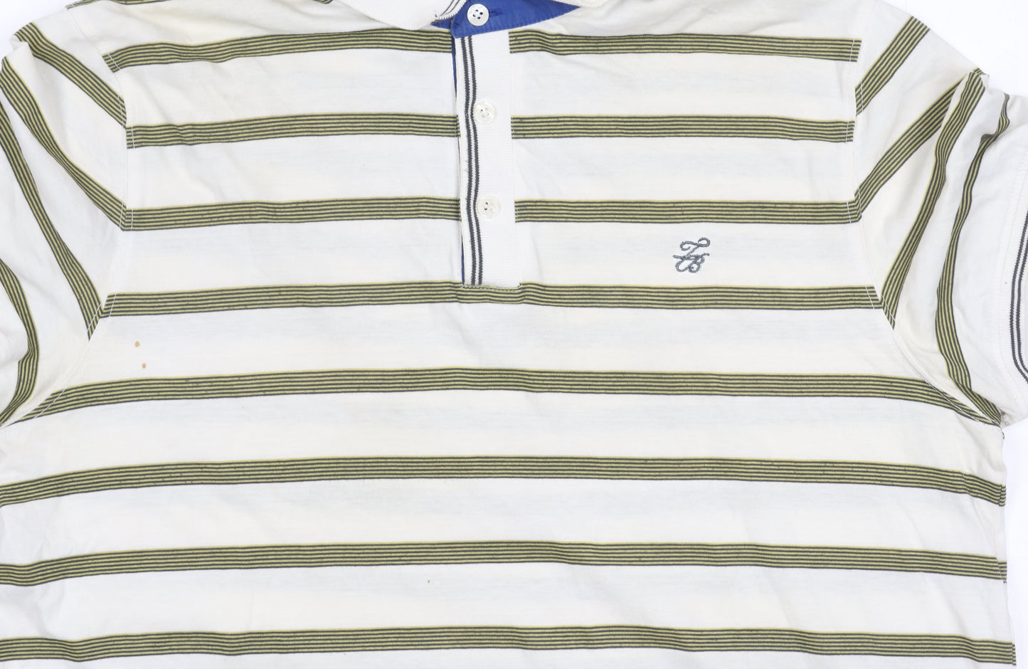 Ted Baker Mens White Striped Polo Shirt Size L Short Sleeve Cotton