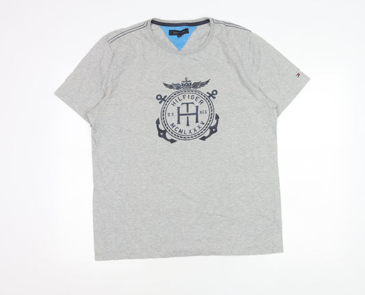 Tommy Hilfiger Men's Grey XL Nautical Logo Short Sleeve T-Shirt