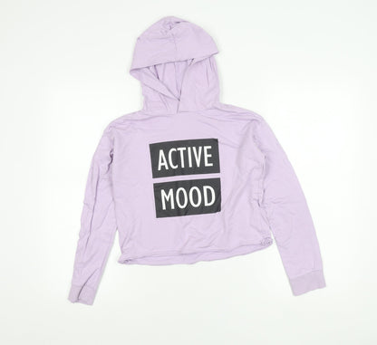 Destination Girls Purple Pullover Hoodie Size 146 Logo Print Casual