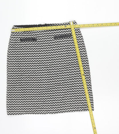 Marks and Spencer Womens Black Size 8 Pencil Skirt Geometric Tweed