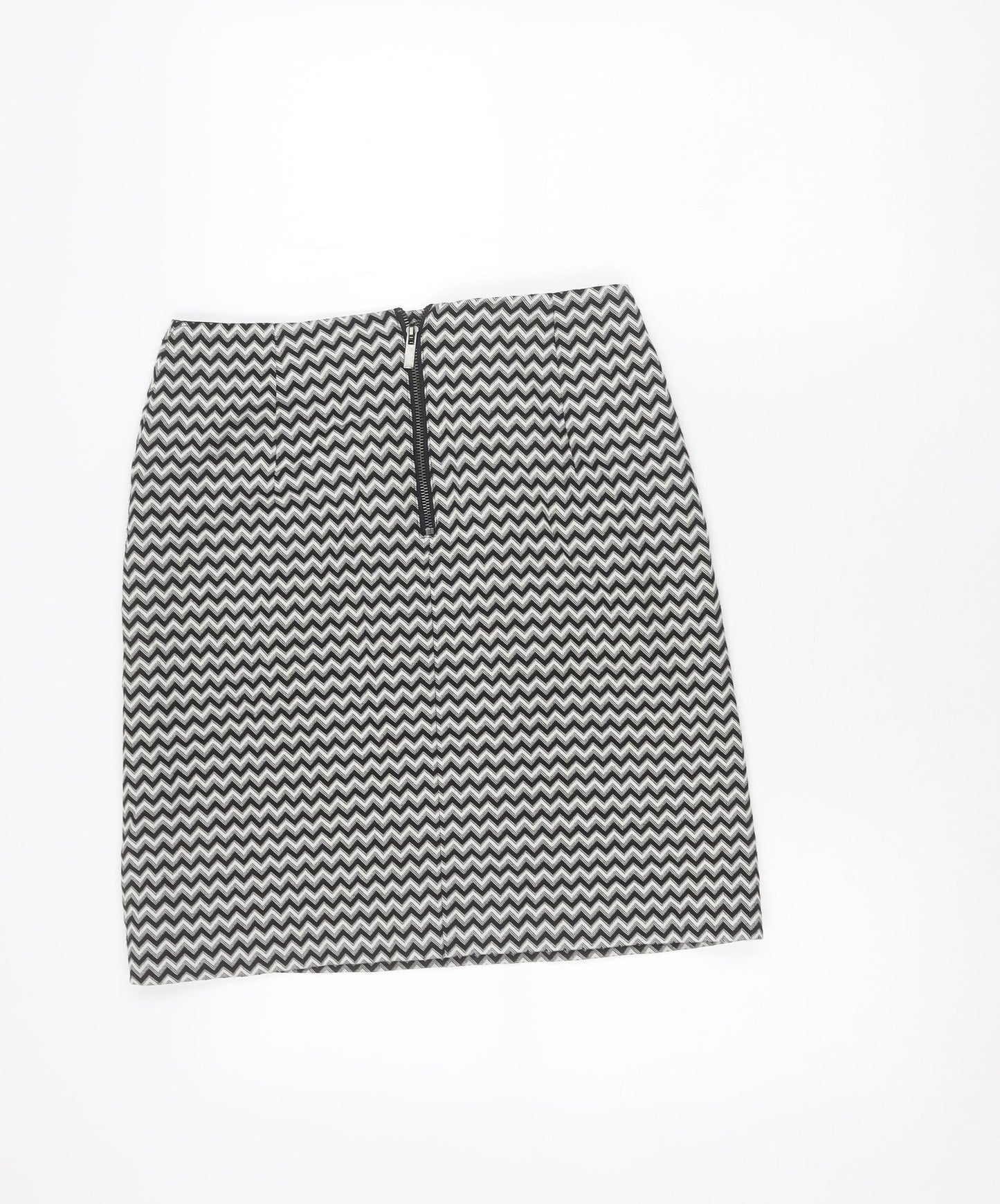 Marks and Spencer Womens Black Size 8 Pencil Skirt Geometric Tweed