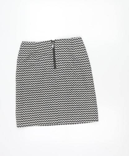 Marks and Spencer Womens Black Size 8 Pencil Skirt Geometric Tweed