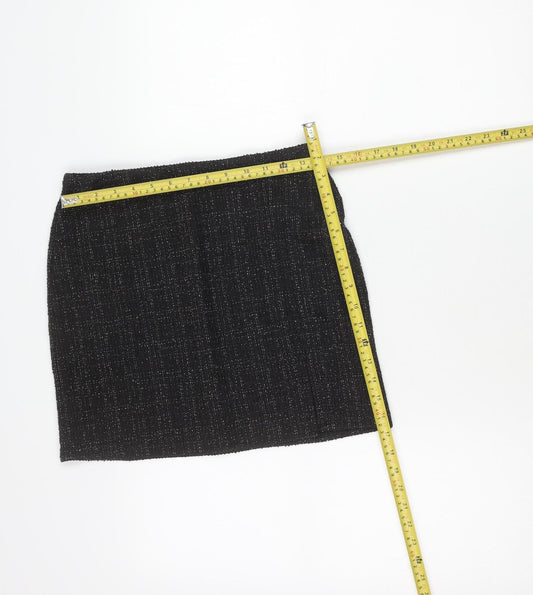 New Look Women’s Black Glitter Stretch Pencil Skirt Size 10
