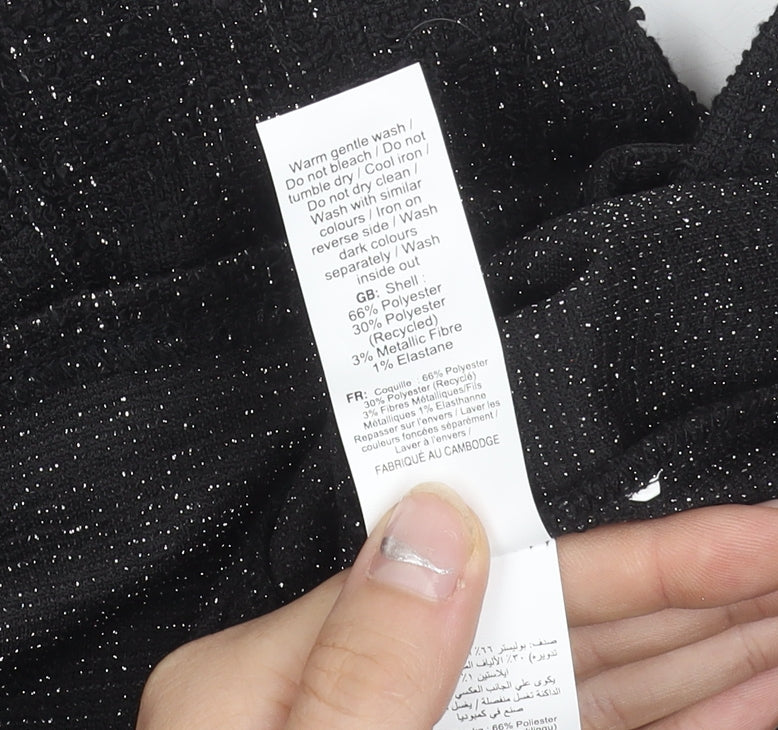 New Look Women’s Black Glitter Stretch Pencil Skirt Size 10