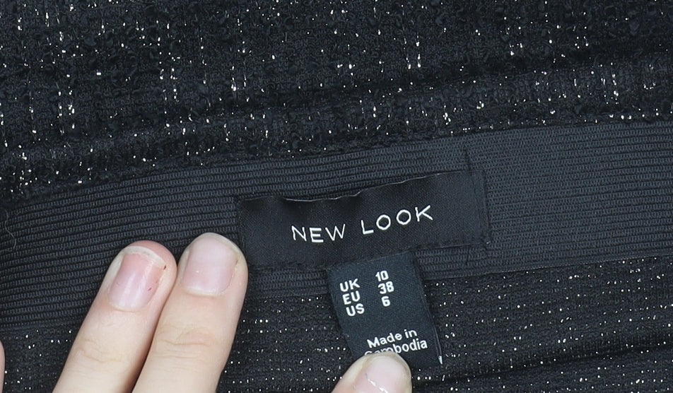 New Look Women’s Black Glitter Stretch Pencil Skirt Size 10