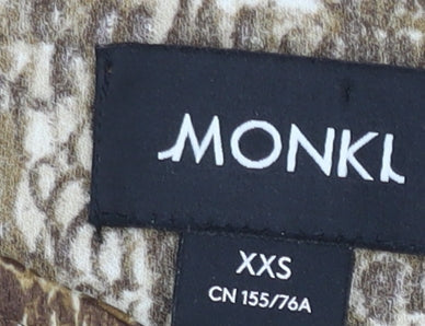 Monki Womens Brown Animal Print Cropped Puff Sleeve Blouse 2XS