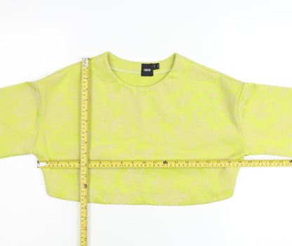 ASOS Women’s Yellow Floral Crop Top UK 8 Slim Fit 3/4 Sleeve