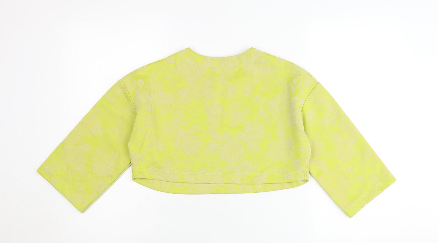 ASOS Women’s Yellow Floral Crop Top UK 8 Slim Fit 3/4 Sleeve