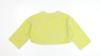 ASOS Women’s Yellow Floral Crop Top UK 8 Slim Fit 3/4 Sleeve