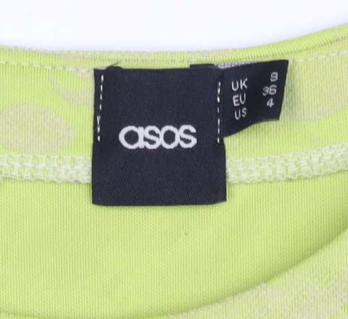 ASOS Women’s Yellow Floral Crop Top UK 8 Slim Fit 3/4 Sleeve