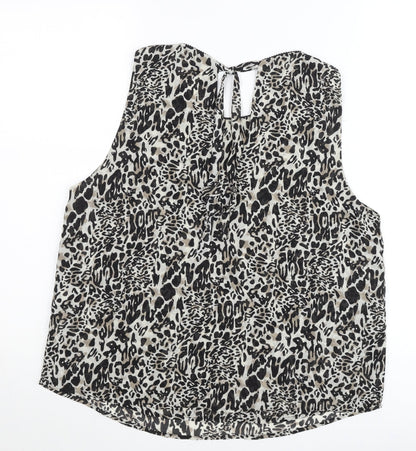 JDY Womens Blouse Top Multicoloured Animal Print Size 12 Sleeveless