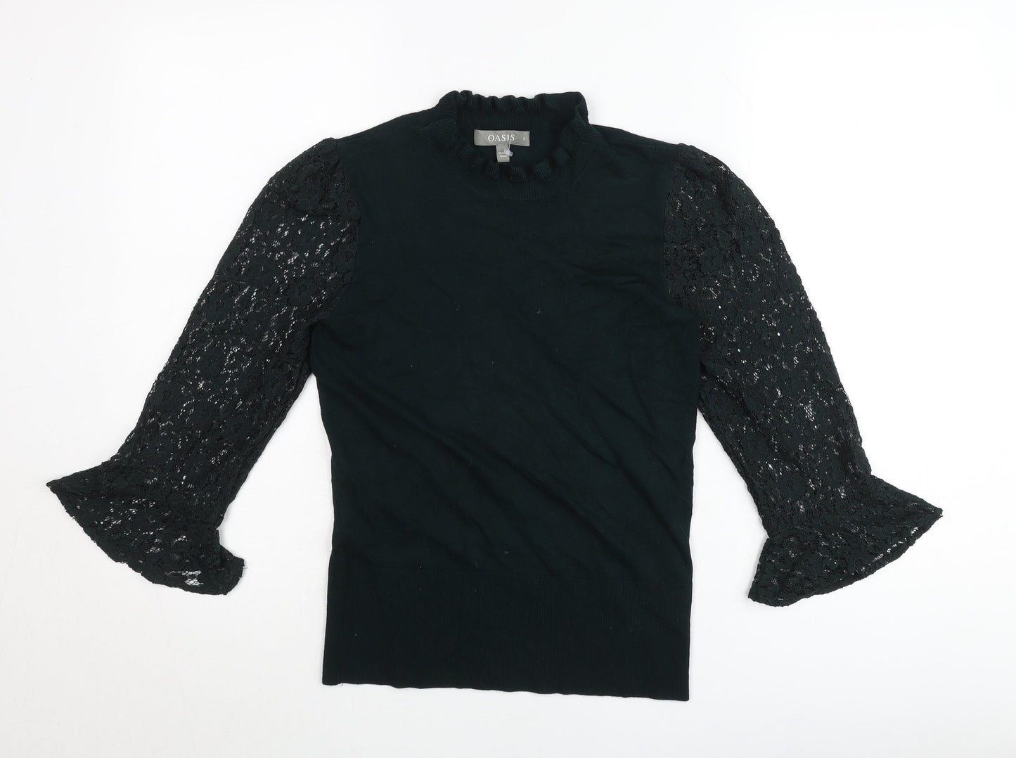 Oasis Women’s Black Lace Sleeve Tunic Blouse Size S