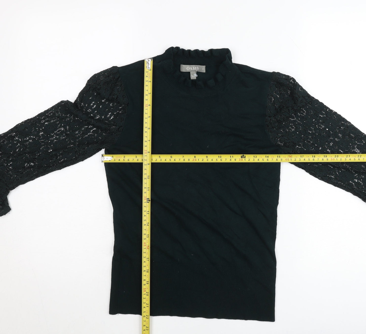 Oasis Women’s Black Lace Sleeve Tunic Blouse Size S