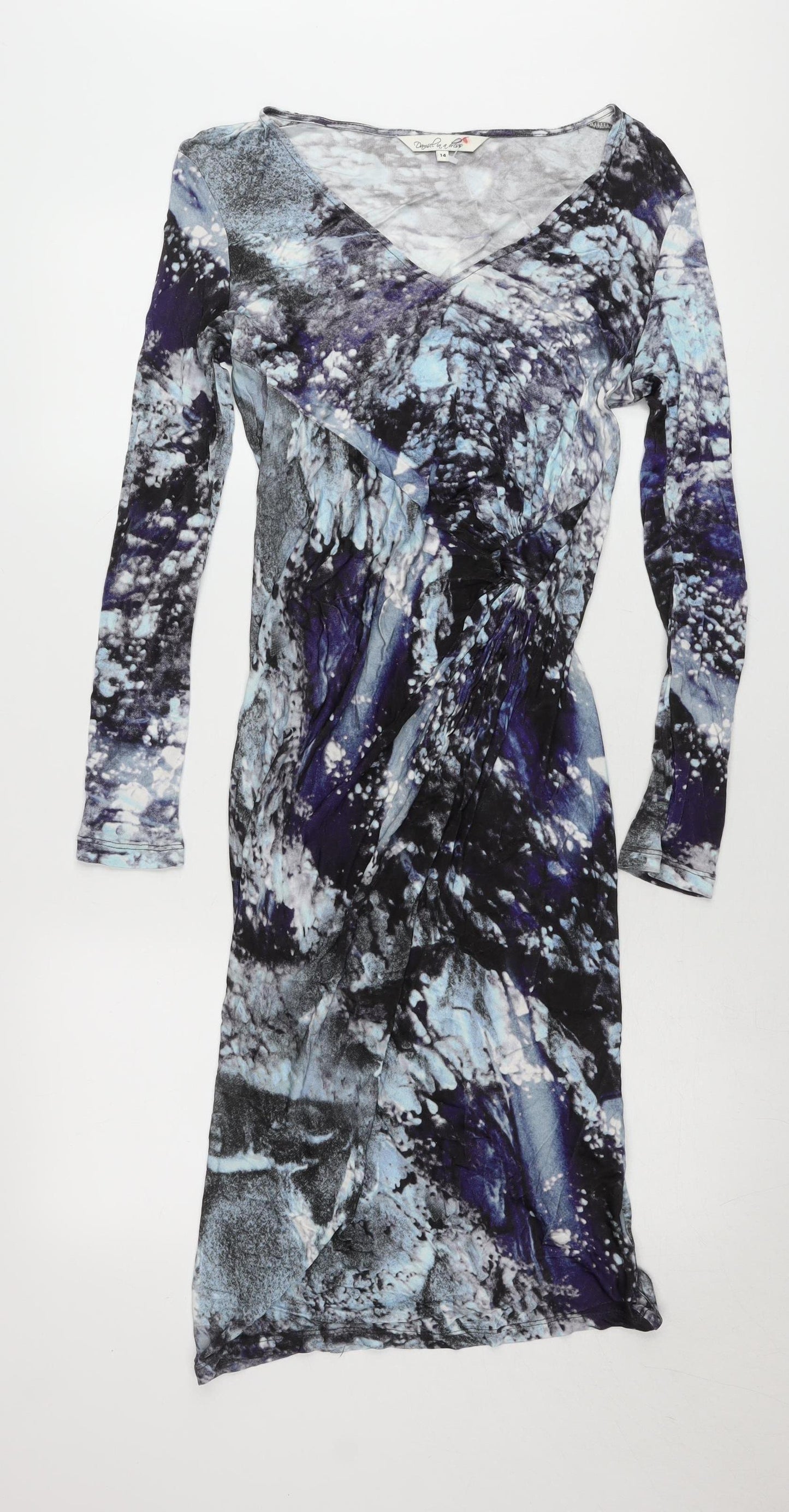 Damsel in a Dress Women’s Multicoloured Size 14 Bodycon Jersey V-Neck Dress