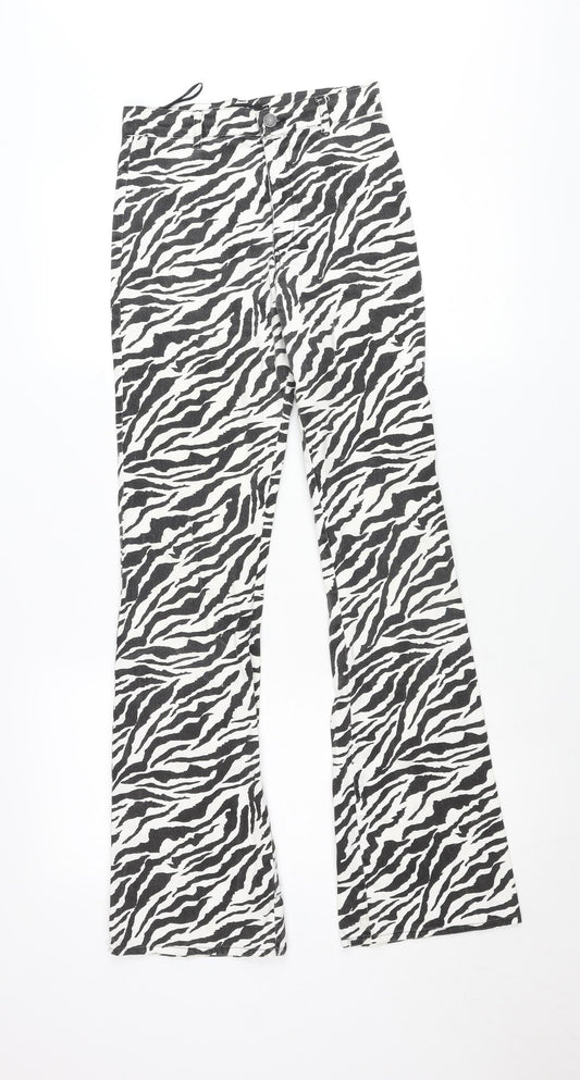 Motel Womens XS Black White Zebra Print Flared Jeans