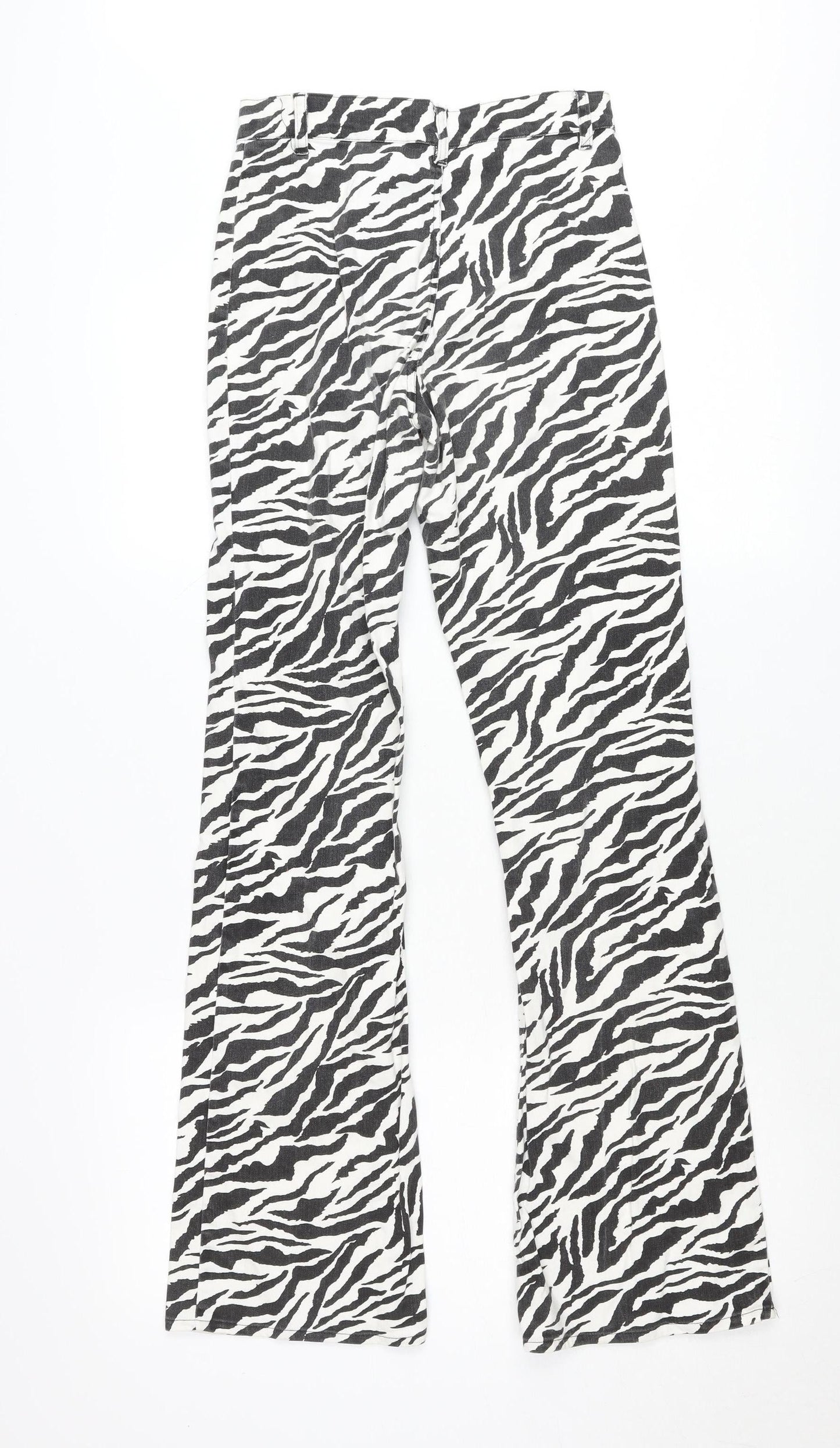 Motel Womens XS Black White Zebra Print Flared Jeans