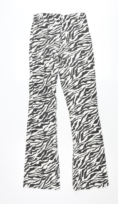 Motel Womens XS Black White Zebra Print Flared Jeans