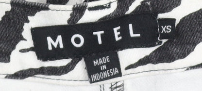 Motel Womens XS Black White Zebra Print Flared Jeans