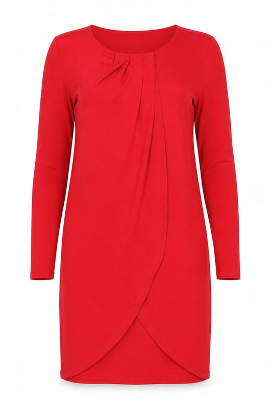 Front view of Roman Women’s Red, size UK 10, Wrap Dress Knee Length Long Sleeve