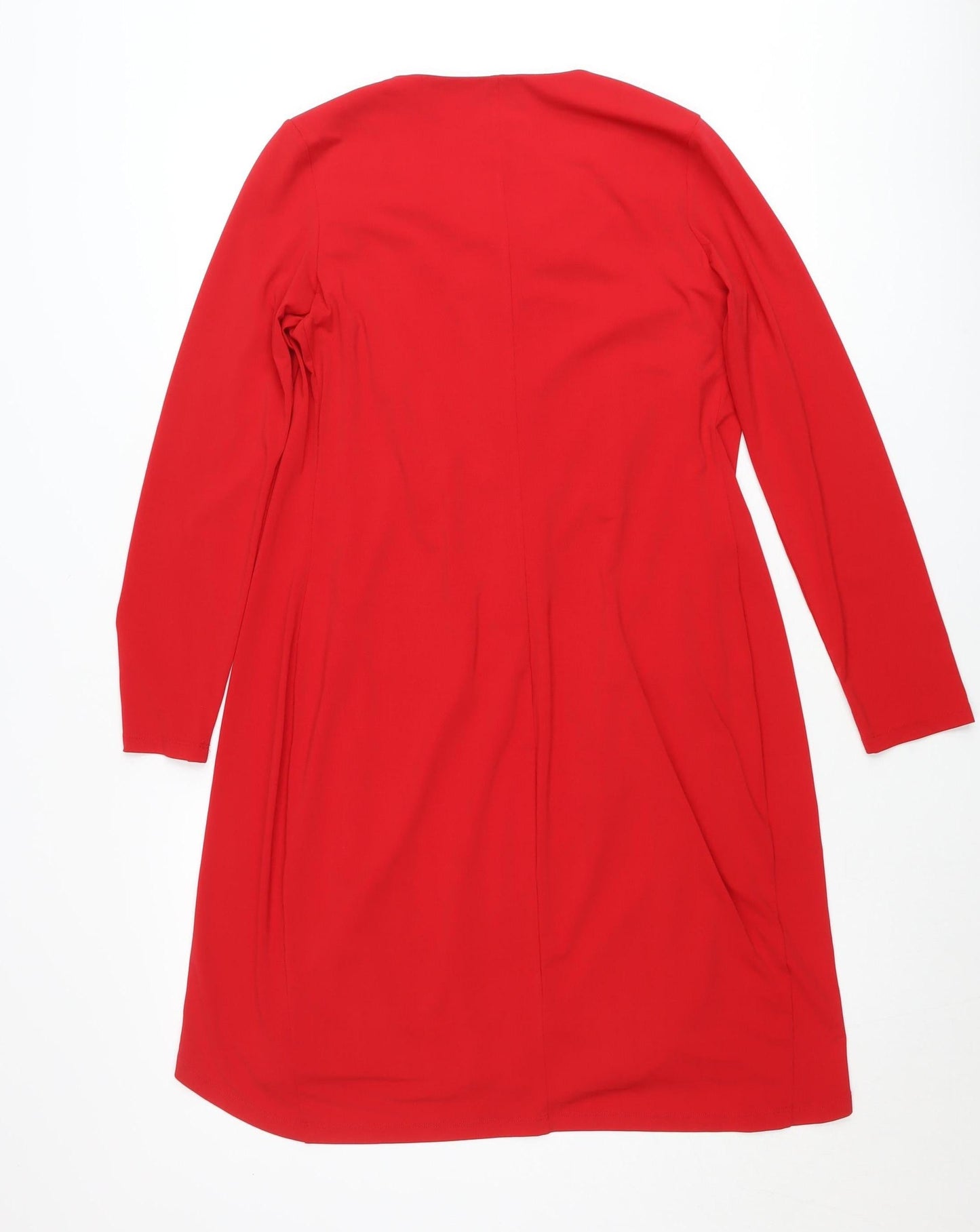 Roman Women’s Red Size 10 Wrap Dress Knee Length Long Sleeve