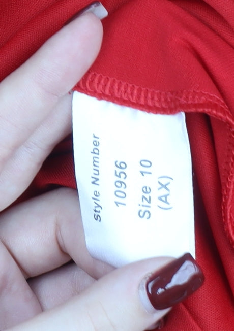 Roman Women’s Red Size 10 Wrap Dress Knee Length Long Sleeve