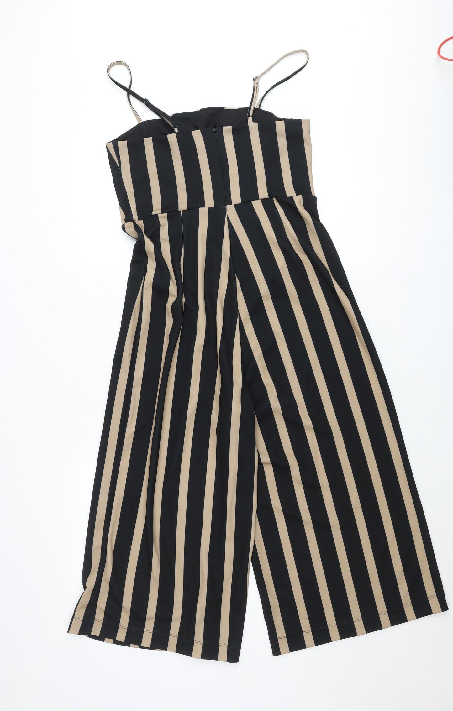 New Look Women’s Black Beige Striped Wide-Leg Jumpsuit Size 10