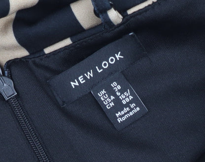 New Look Women’s Black Beige Striped Wide-Leg Jumpsuit Size 10