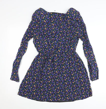 Zara Women’s Multicoloured Floral A-Line V-Neck Short Dress Size 12